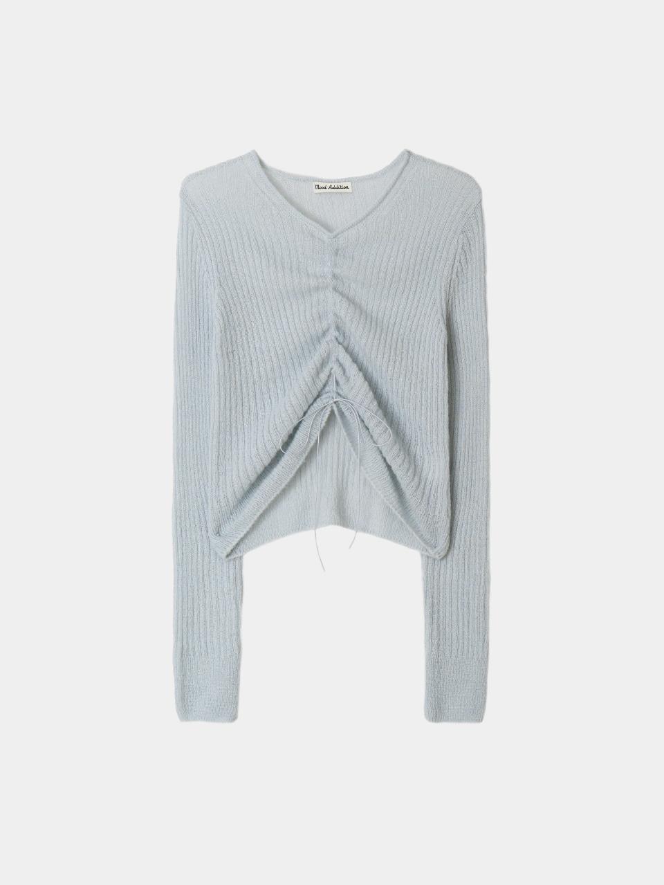 [곰송이 픽!] Thin shirring knit (cottage blue)