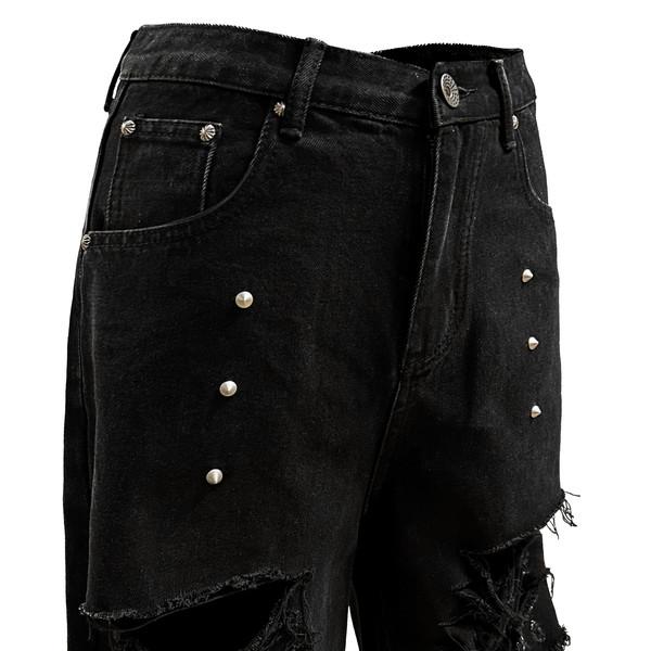 FULLY RIPPED MAXI PANTS IN BLACK DENIM <ITZY 유나 착용>