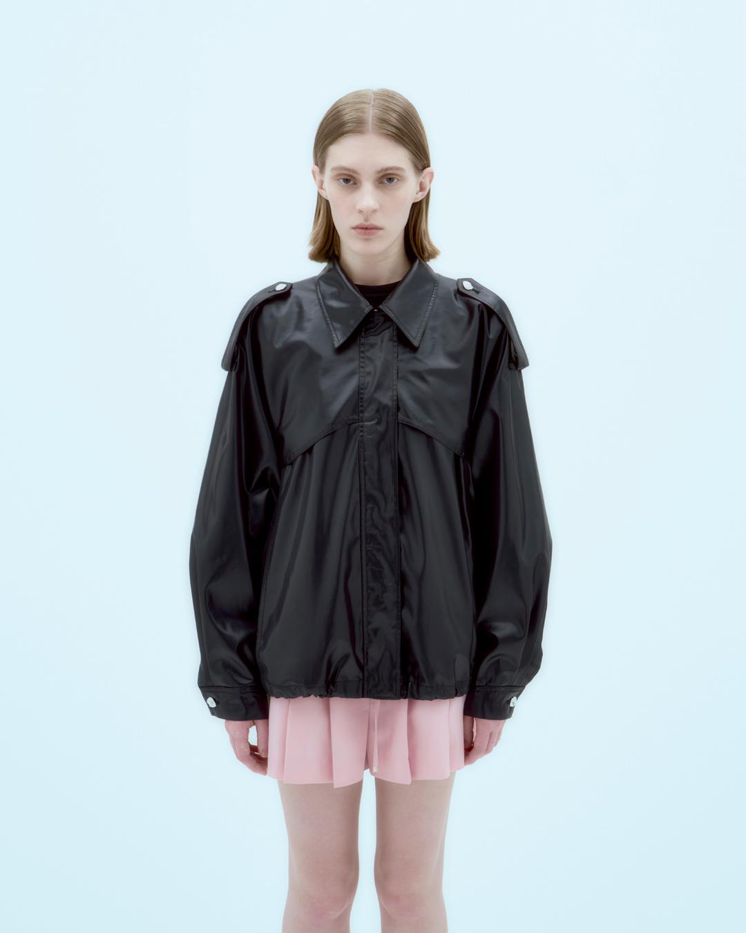 HEZE oversized trench bomber jacket Black