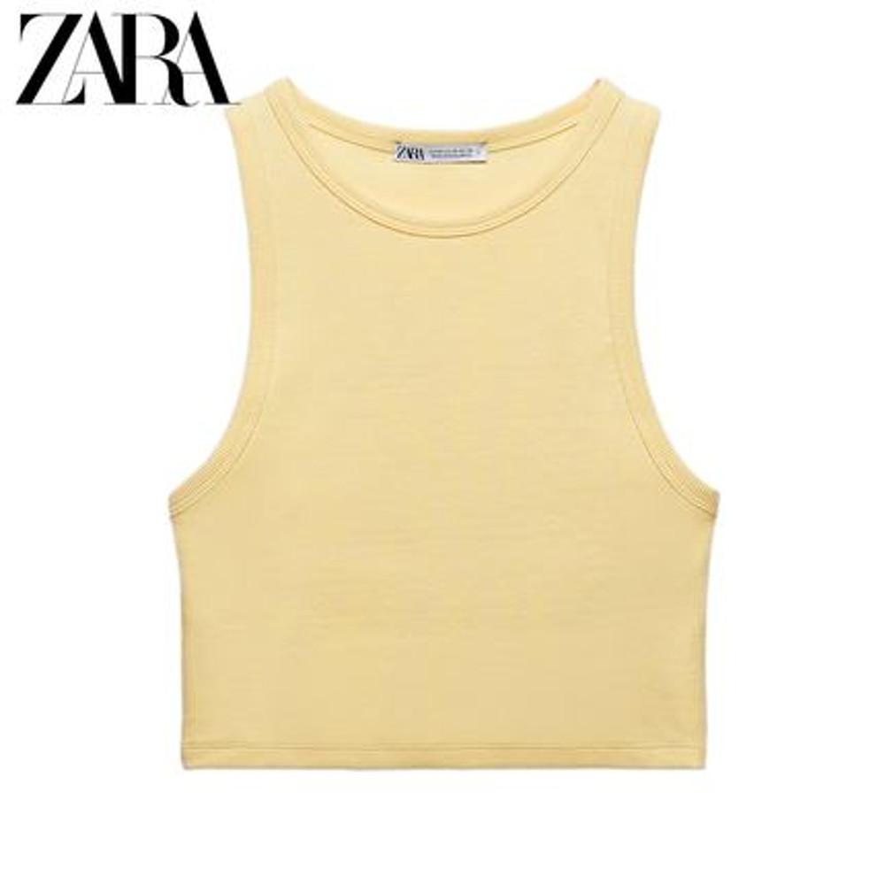 자라 ZARA 여자 티셔츠 크루넥 민소매 골지 티셔츠 3253302 306