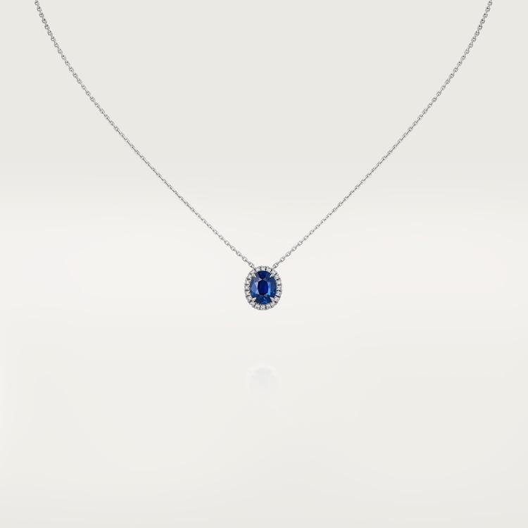 까르띠에 데스티네 펜던트, 오벌 컷 사파이어, 파베 세팅