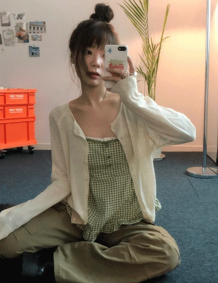 [살안타템/여리핏] 셀링즈 라운드넥 루즈핏 긴팔 가디건