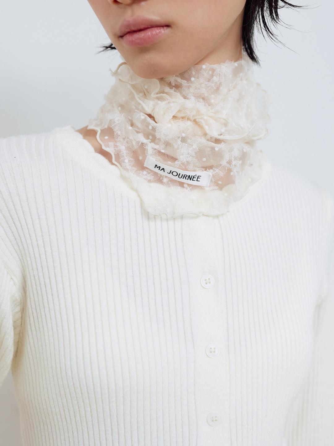 [03.14 순차출고] FRILL DOT SCARF_CREAM