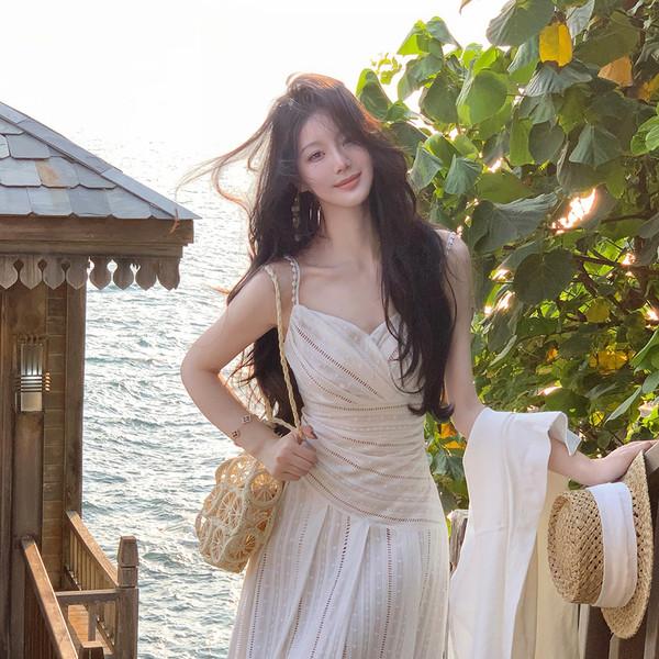 펀칭 자카드 롱 드레스