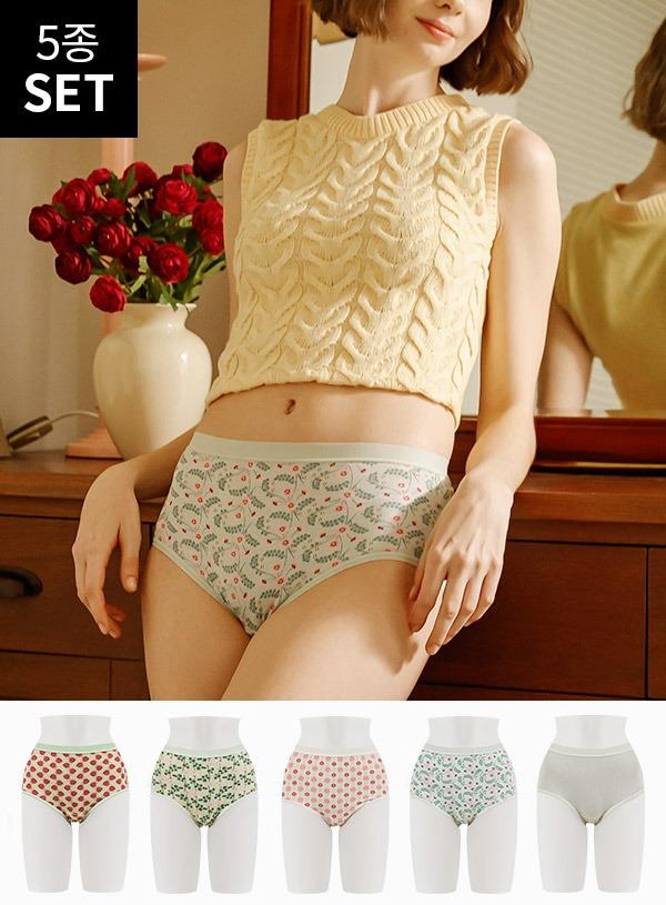 인견 나염 팬티 그린무드 5종 세트 LWHSS211