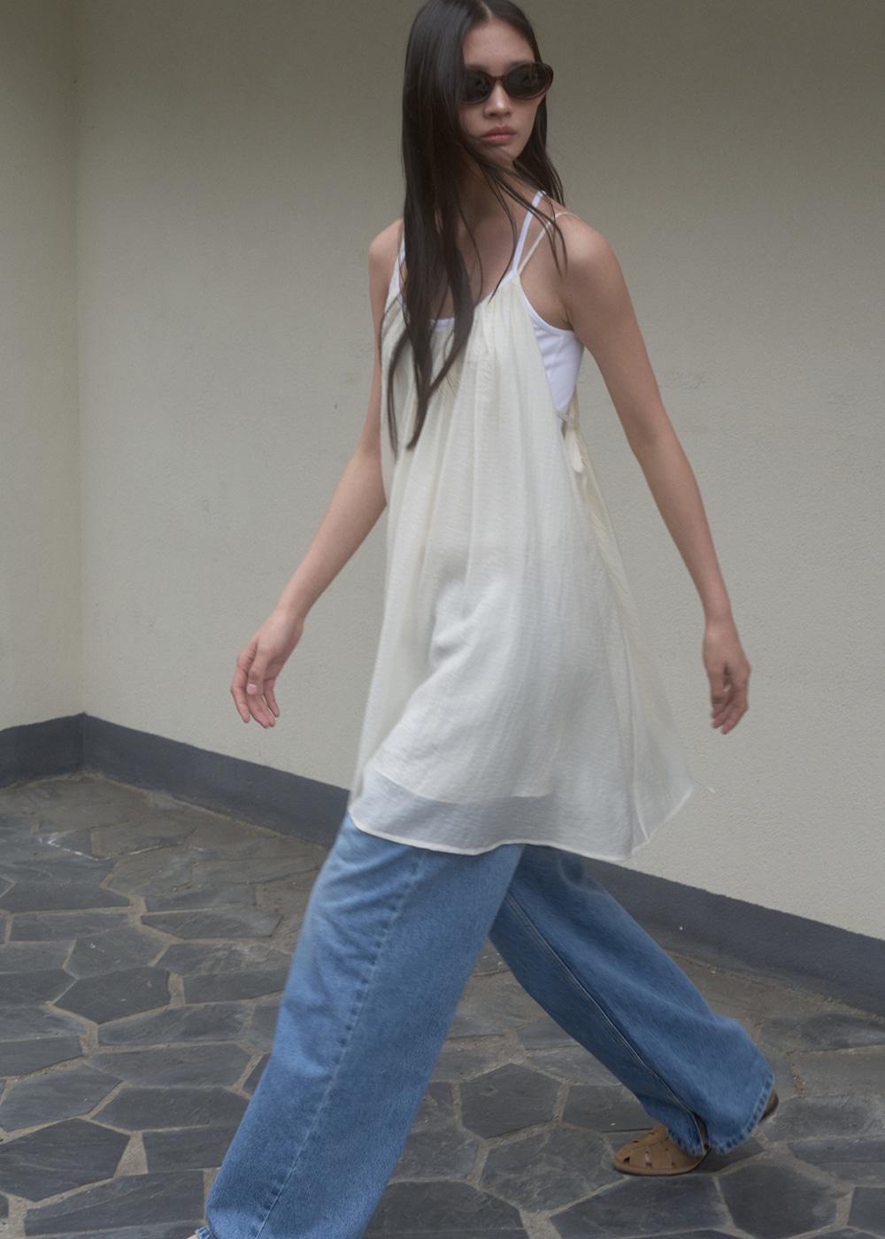 SHEER BUSTIER DRESS_IVORY