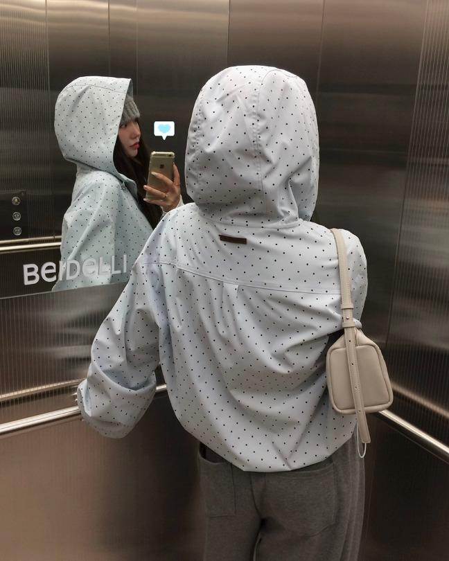 [MADE]밀리 도트 후드 바람막이