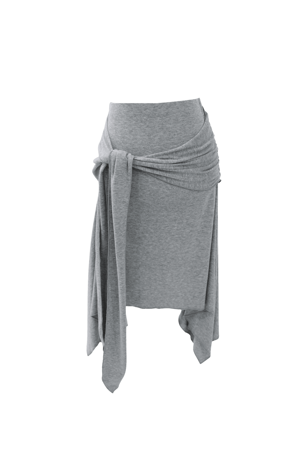 [Pink orchid house] Shirring unbal wrap skirt (2color) (Gray)