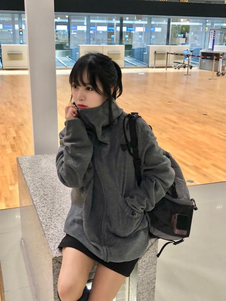 Airport fleece unbalance jacket 공항 후리스 언발 자켓