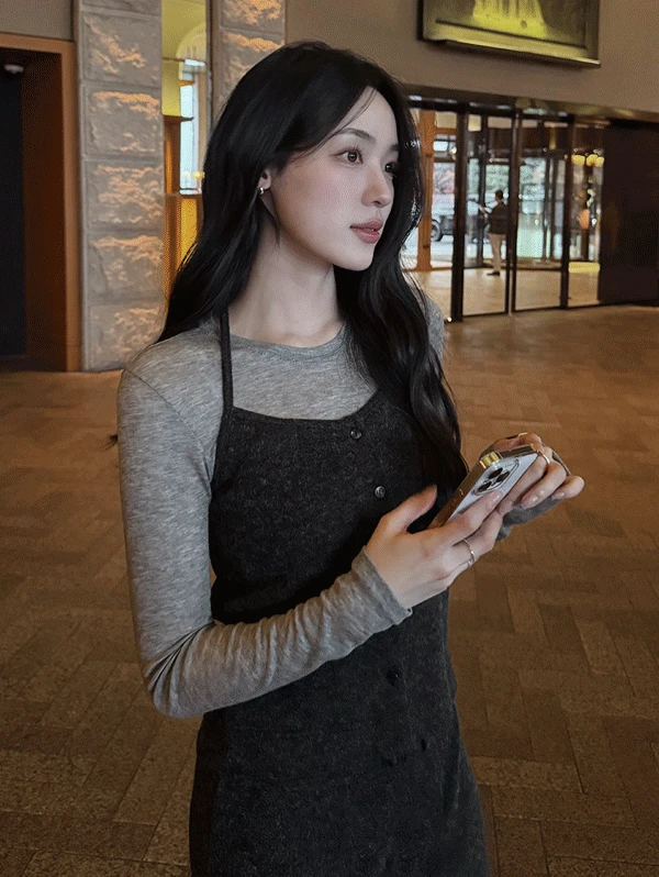 [연말룩] #SLOWMADE. 모벨 니트탑 & 스커트 투피스 - 2 color