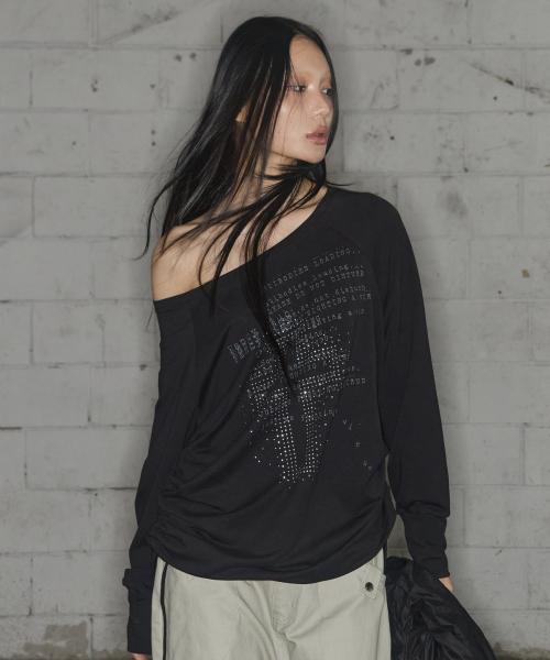 디바인 크로스 오프 숄더 티 (BLACK) F25ZB036