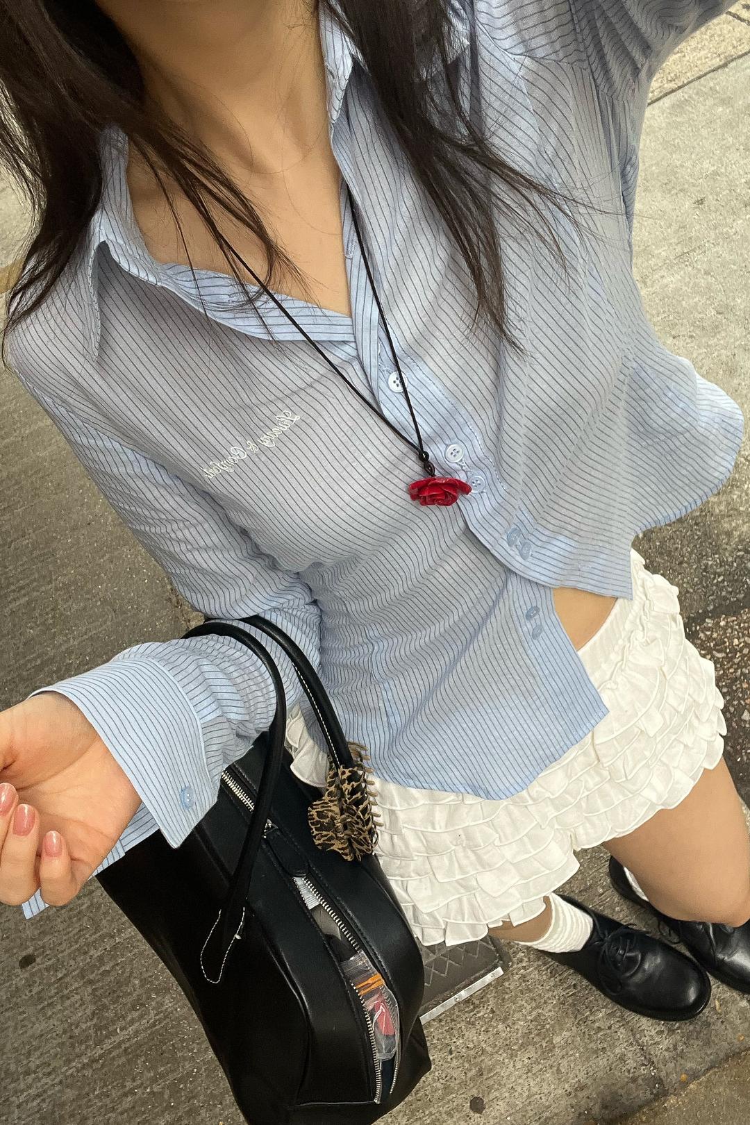 [Bona x Liveary] SHEER STRIPE SHIRT