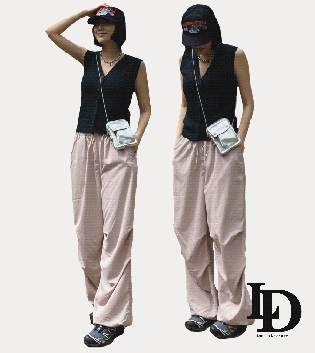 고프코어 파라슈트 스트링 와이드 팬츠