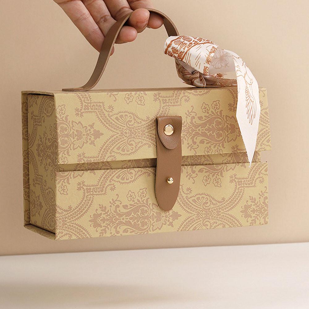 가죽 손잡이 포인트 빈티지 다꾸 수납함 배경지 정리함