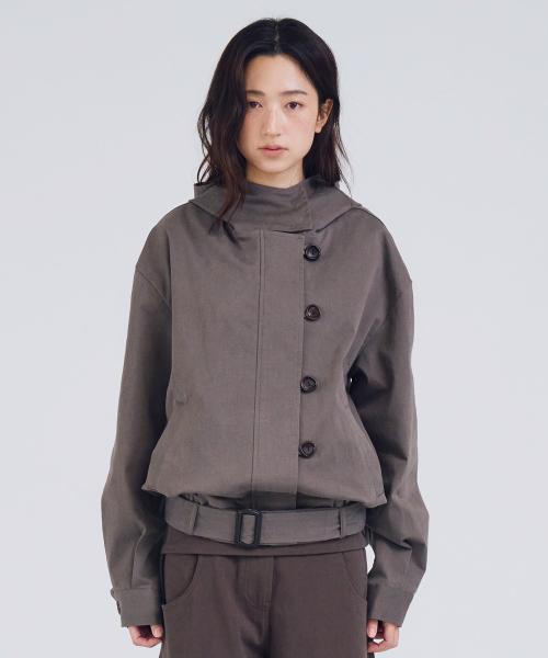 Soft Fade Belted Jacket, Dark Brown