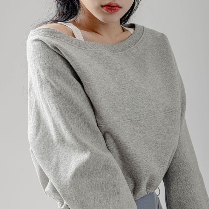 모어아웃 여성요가복 기모 오프숄더 맨투맨 3TT3345
