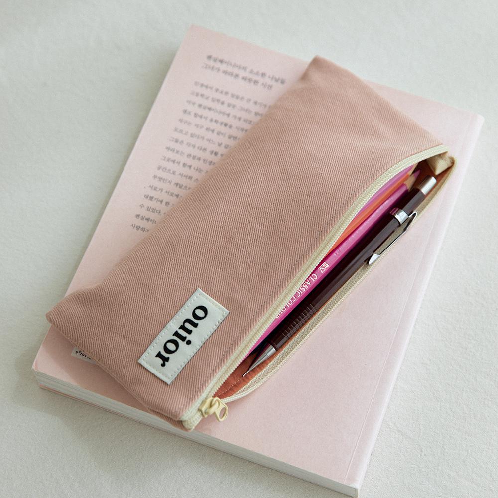 ouior flat pencil case - peach jam(topside zipper)