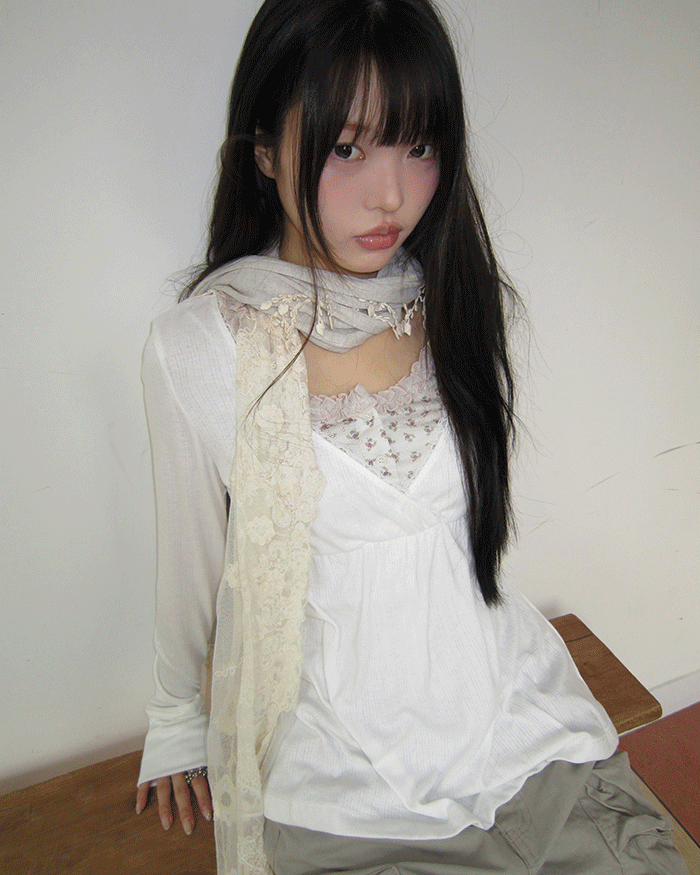 원더원더 [러블리💕] 린니 레이스 랩 티셔츠