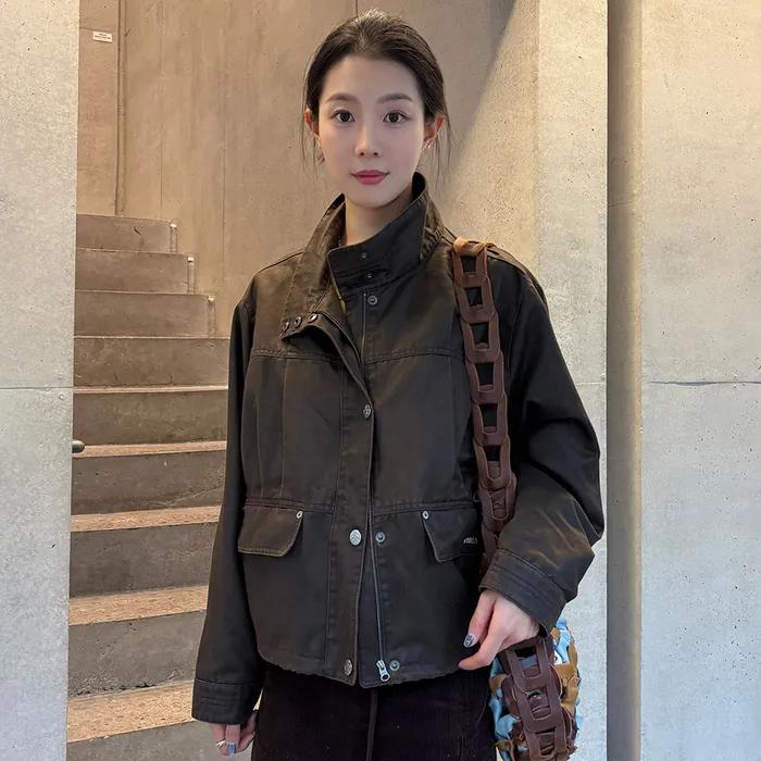 하이넥 포켓 블루종_BROWN