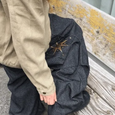 *당일*주문폭주*unisex* 프레임 패치 리벳 데님팬츠 (2color)