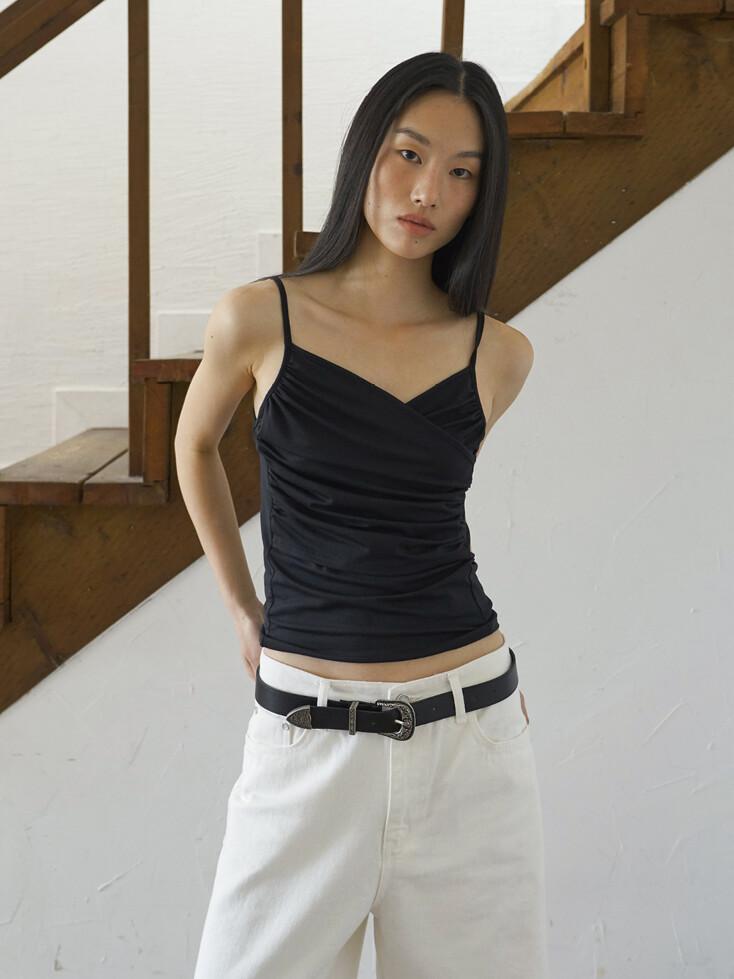 ROSIE SHIRRING SLEEVELESS BLACK