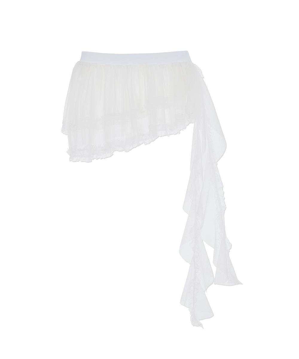 Lace Layered Mini Skirt [White]