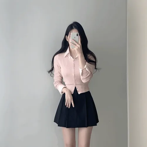 (여리글램ღ,몸매보정!!)  러쉬 캐시 스퀘어넥 니트 크롭 가디건 7color