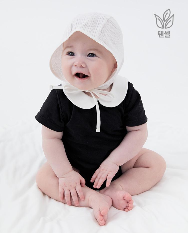 말랑 텐셀 스판 카라 반팔 바디수트_블랙_32BU