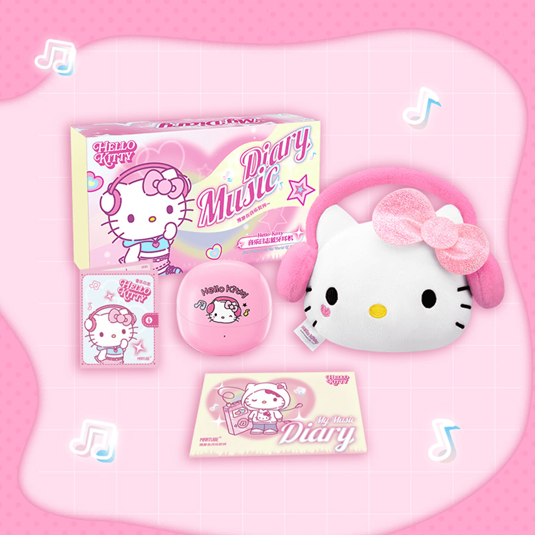 MarTUBE®︎ x Sanrio Hello Kitty Diary Music Headphone for Android and iPhone Earphone Wireless Earbuds