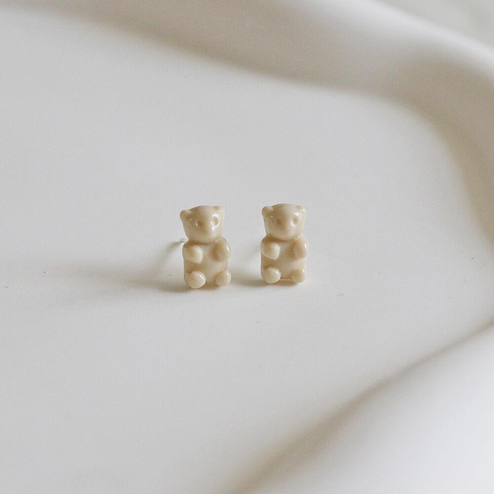 DD61 베이지 하리보 미니 925실버 귀걸이