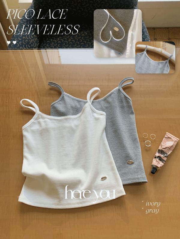 유리에 전 컬러 당일/여리여리🩰 [here you] 피코 레이스 sleeveless - 5color  (부유방커버/골지나시/레이어드/이너/러블리/봄신상)