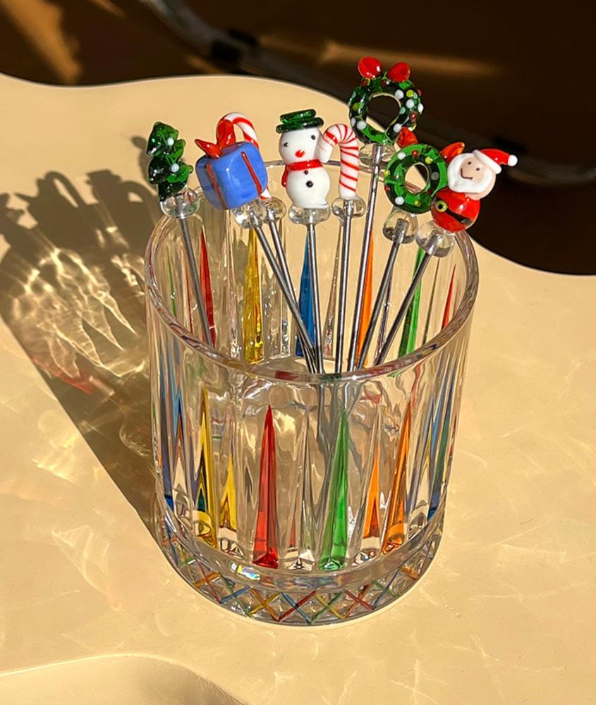 귀여운 크리스마스 핸드메이드 티포크 세트