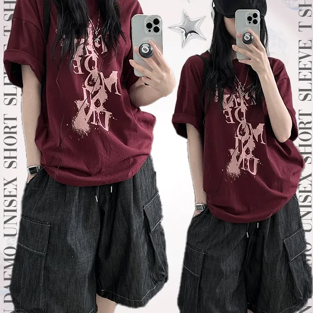 1+1할인[힙스러움/루즈핏] 펜드 유니섹스 영문반팔티