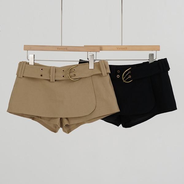 [M,L./2컬러] 와이드벨트 치마바지 스커트팬츠 미니스커트 하객룩 트임스커트 트임치마 숏팬츠 정장치마