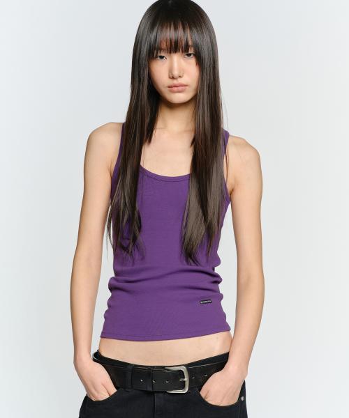 EASY ROUND NECK SLEEVELESS TOP, PURPLE