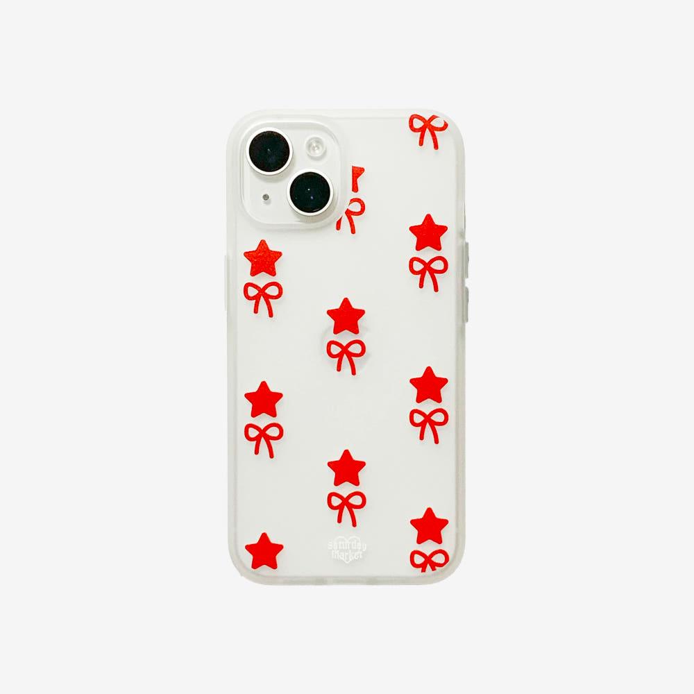 Red starry ribbon 반투명 젤리 핸드폰 케이스 (saema)