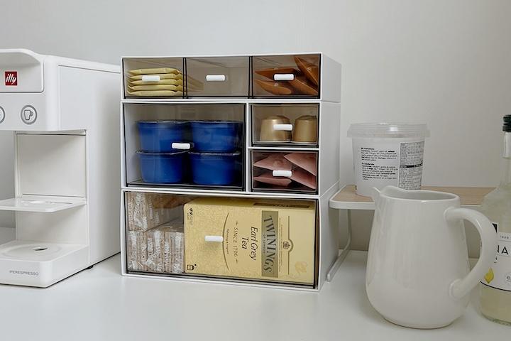 심플 투명 일회용 티백 서랍 커피 캡슐 보관함 사무실 책상 정리함 1칸/3칸