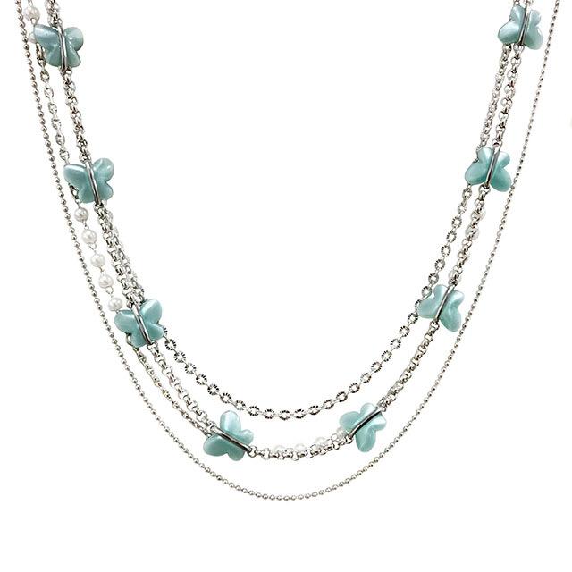 (SET) Mint Butterfly Necklace