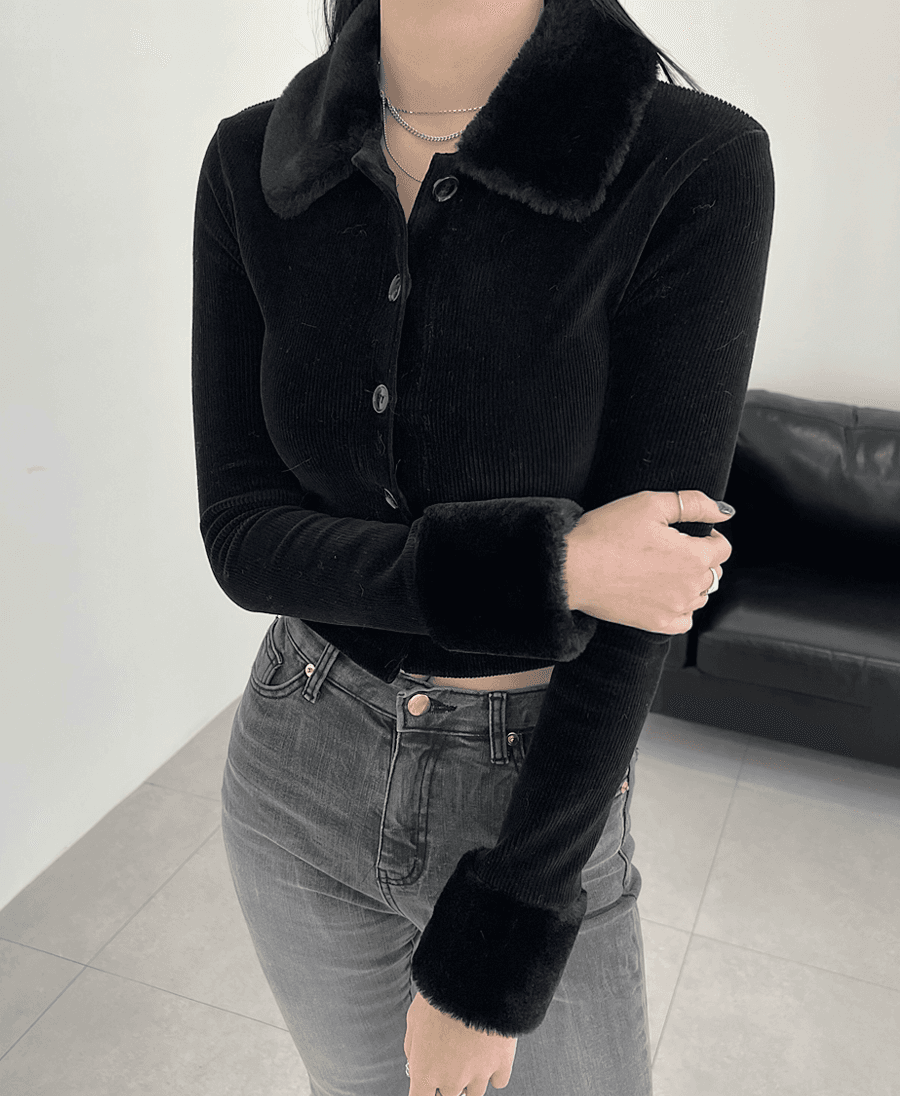퍼 벨벳 크롭 가디건 (3 color)