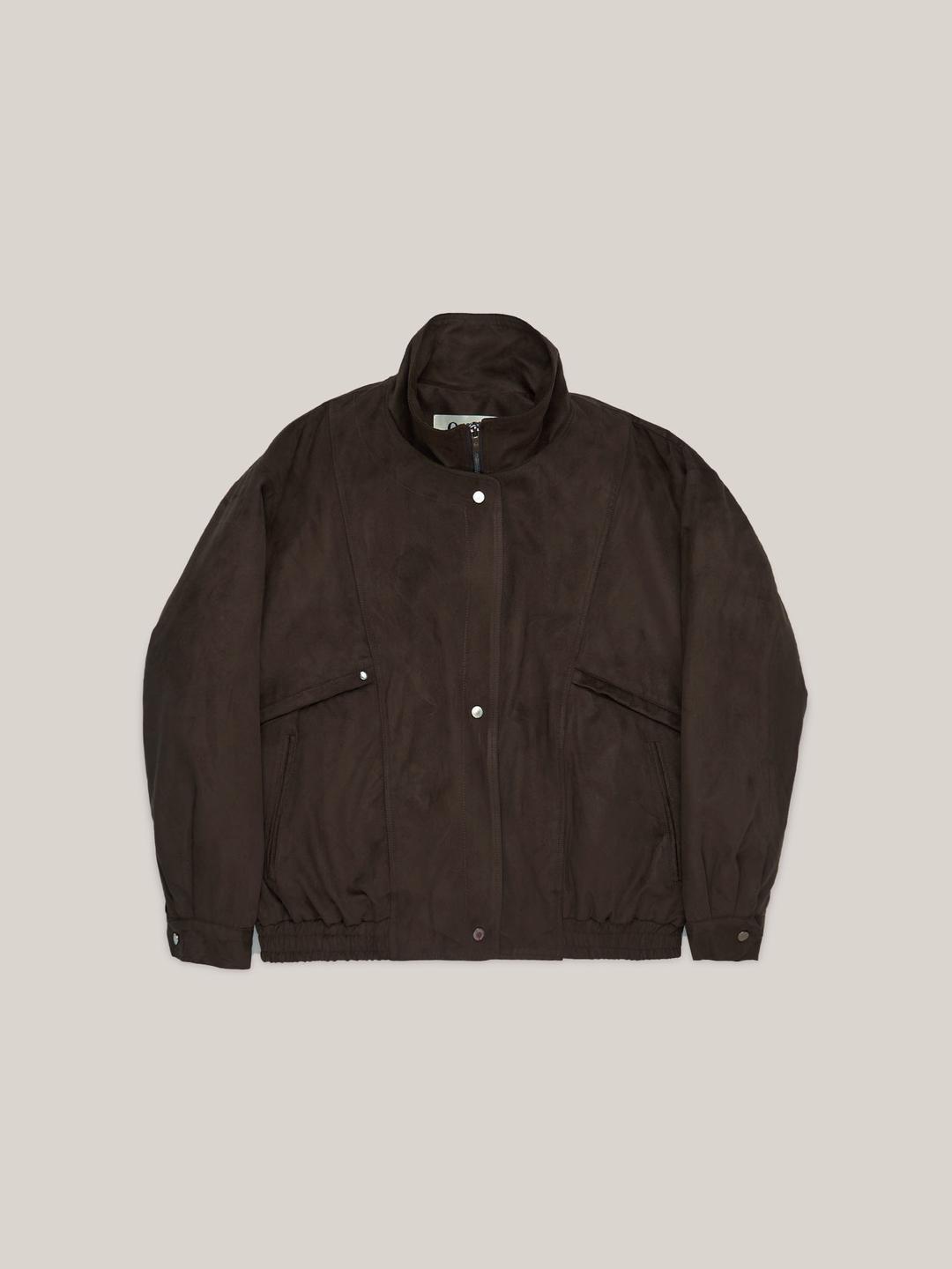 SUEDE SNAP PUFFER  [ BROWN ]
