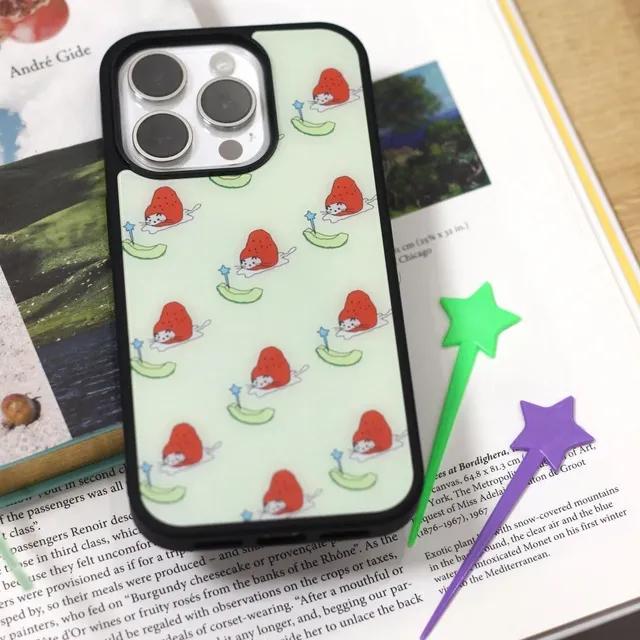 🚀오늘출발🚀그린 만화 고양이 딸기 귀여운 아이폰케이스 폰케이스 아이폰 16 16pro 15 15pro1