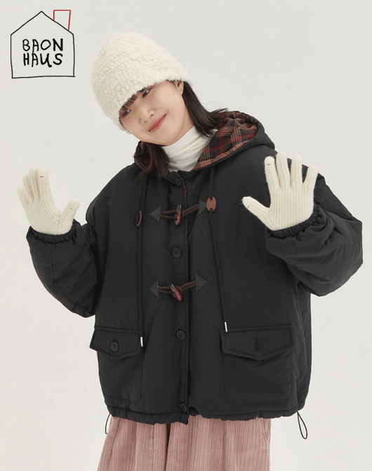 [7일간 new 5% sale] [BAONHAUS] 혼프리 체크 더플 후드 패딩 점퍼 (2color)