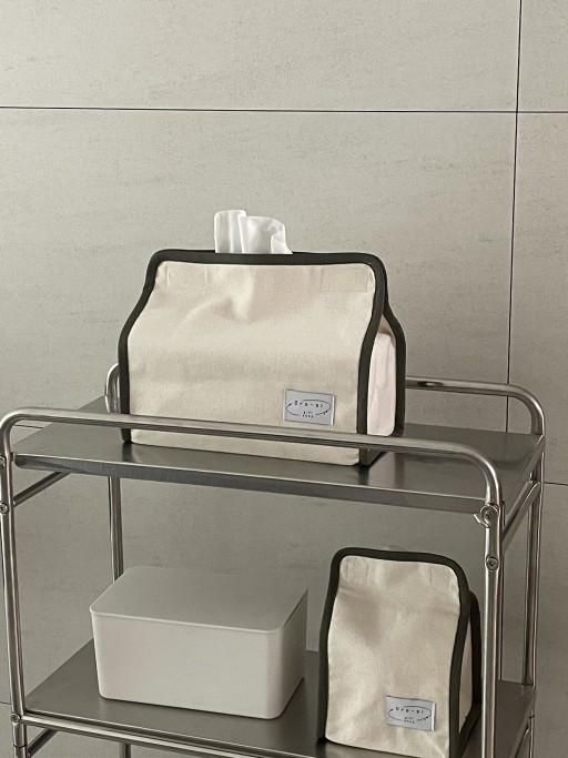 바이어스 티슈케이스 아이보리카키 (직사각)