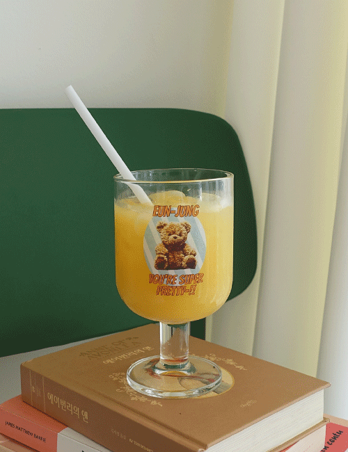 빈티지 베어 유리컵