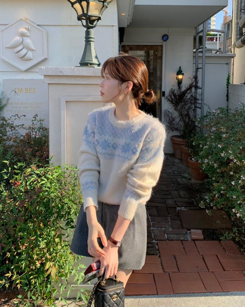 빈티지 자가드 스노우 니트 (3col)