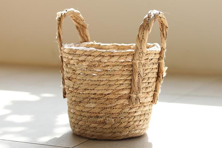 내추럴 감성 인테리어 화분커버 손잡이 라탄바구니