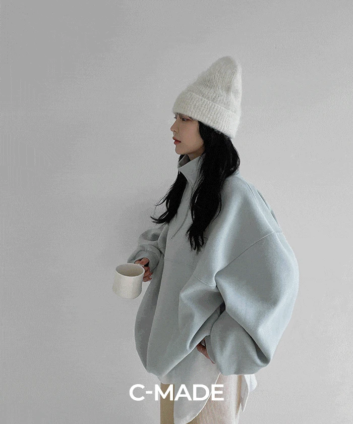 [1천장판매][MADE] 트이브 양기모 반집업 맨투맨 (2color)