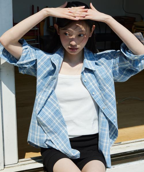 Soft cotton washing check shirts_BLUE