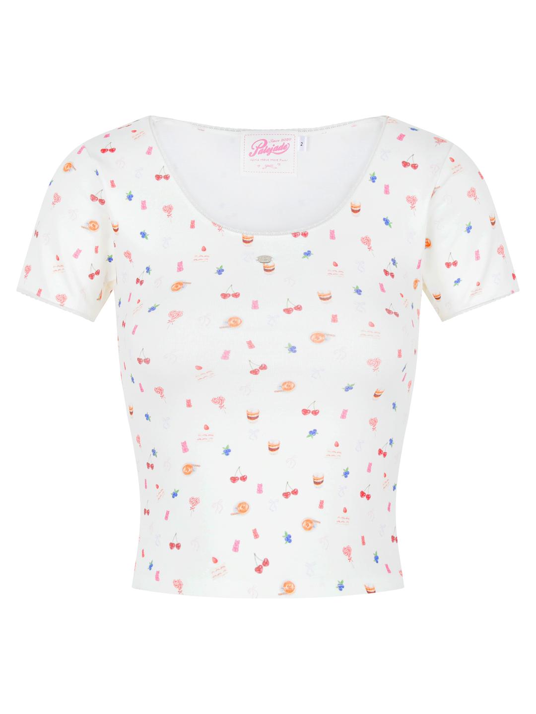 Dessert U-Neck Lace Half Sleeveless T