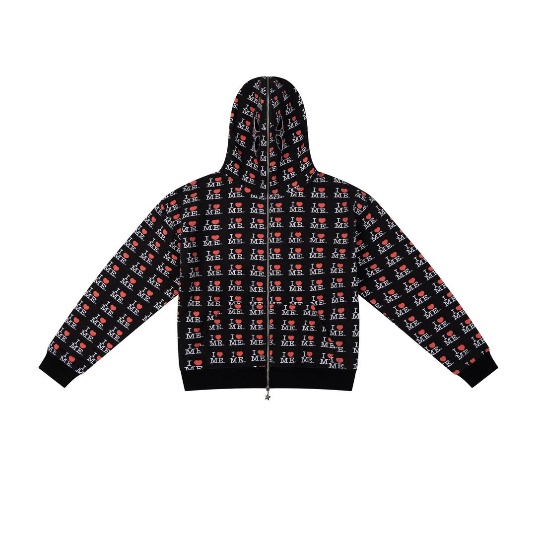 BLACK I HEART ME BUTTERFLY HOODIE - XS
